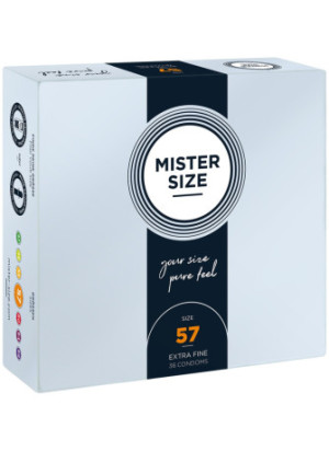 Boite de 36 préservatifs latex avec réservoir, 7 tailles disponibles, Mister Size - MS36